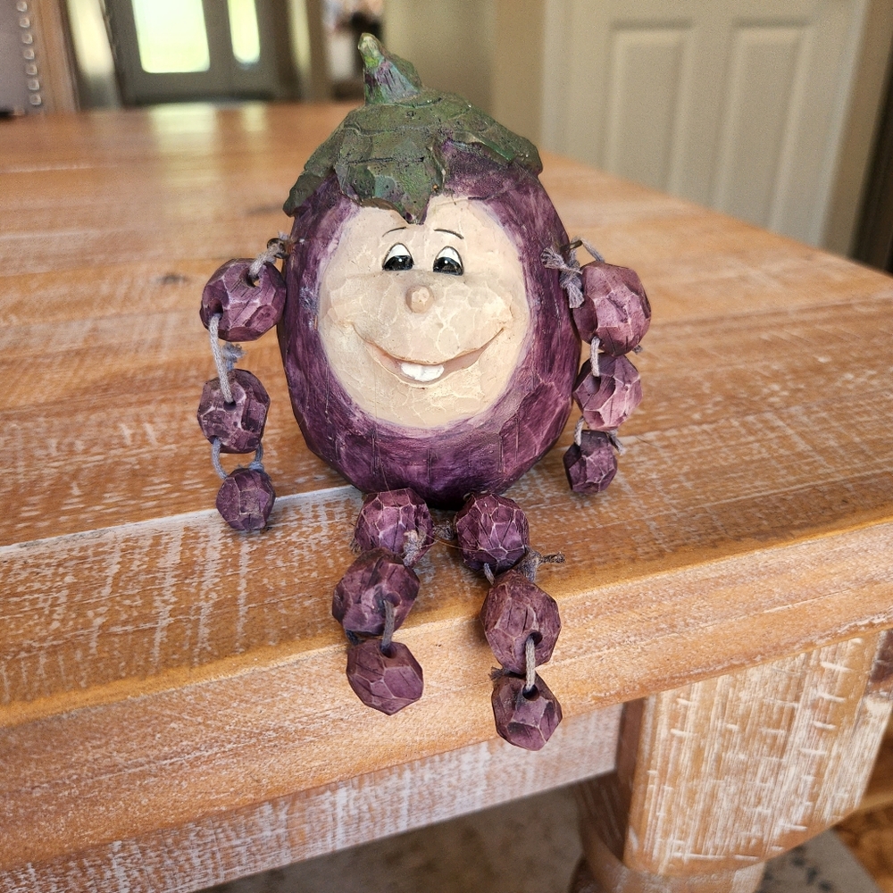Anthropomorphic Vintage Purple Eggplant Detailed Shelf Sitter Whimsical Fun